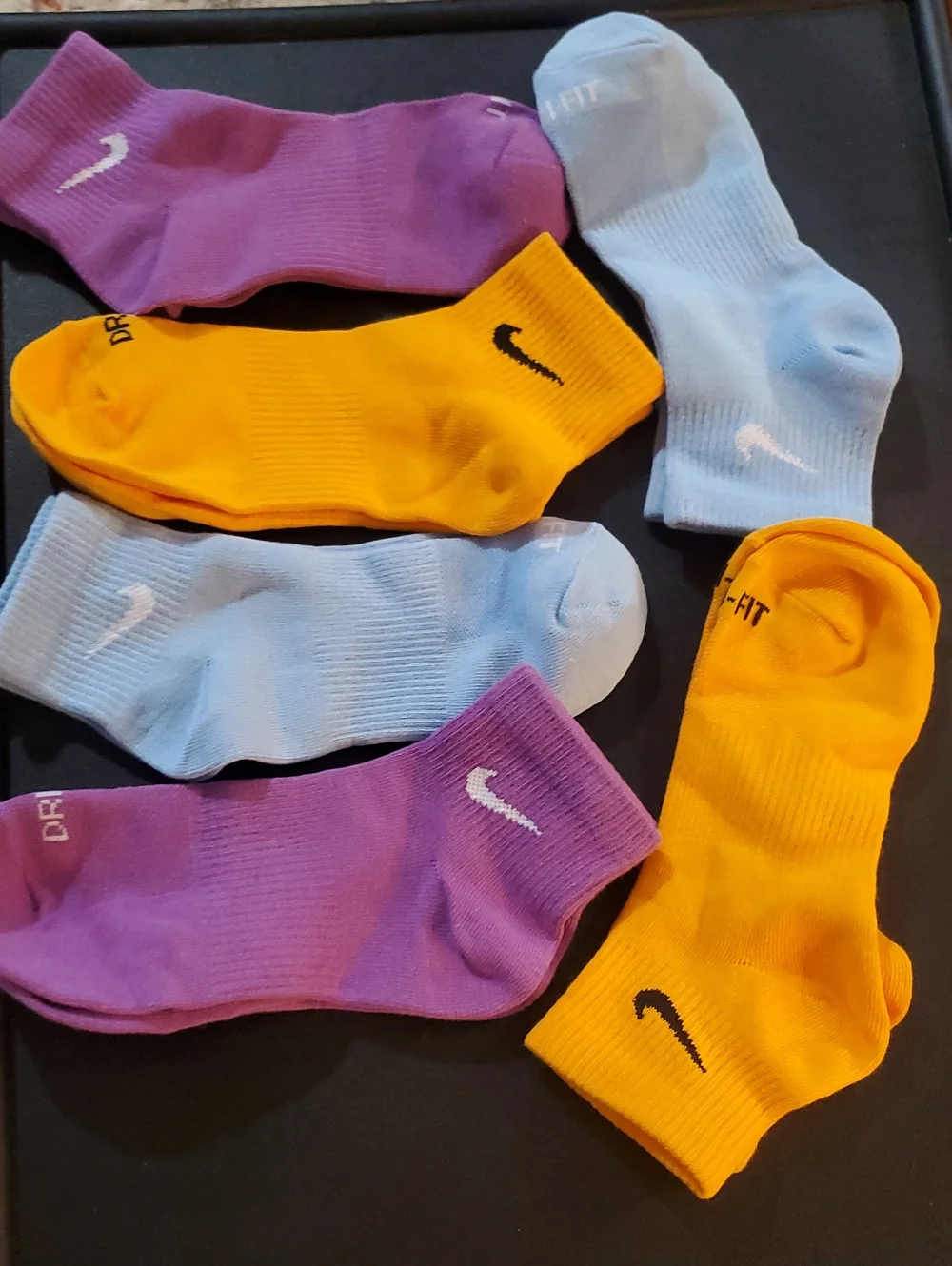 Nike Low-Cut Athletic Socks Pack - Purple, Yellow, Light Blue 6 Pairs